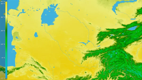 Temperatura Máxima Mês Mais Quente Dentro Área Uzbequistão Projeção Estereográfica — Fotografia de Stock