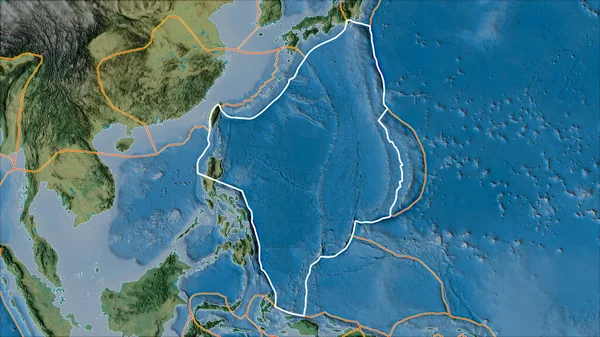 Umrissene Tektonische Platte Der Philippinischen See Und Grenzen Benachbarter Platten — Stockfoto