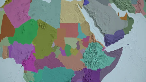 Sudan Yakınlaştı Yakınlaştı Dari Bölümün Renkli Çarpık Haritası Görüntüleme — Stok fotoğraf