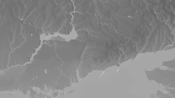 Zaporoże Obwód Ukraiński Mapa Szarości Jeziorami Rzekami Kształt Nakreślony Stosunku — Zdjęcie stockowe