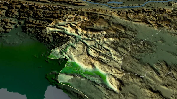 Goriska Statistische Regio Van Slovenië Gezoomd Gemarkeerd Belangrijkste Fysieke Landschapskenmerken — Stockfoto