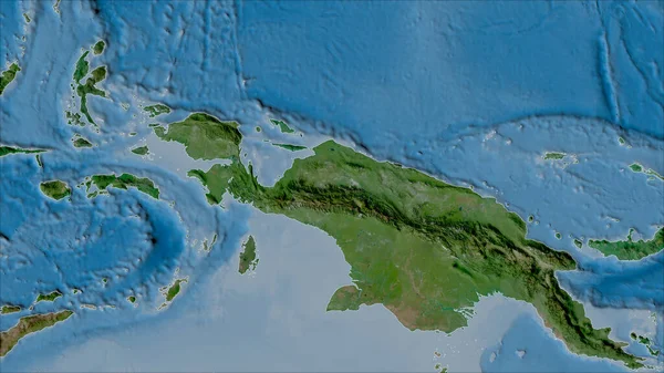 Neighborhoods Maoke Tectonic Plate Satellite Map Van Der Grinten Projection — Stock Photo, Image