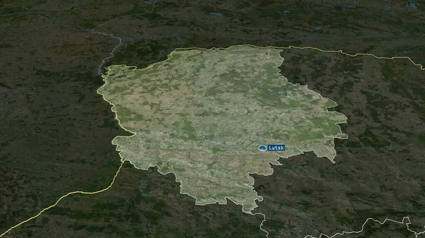 乌克兰的沃伦地区以资本放大和突出 卫星图像 3D渲染 — 图库照片