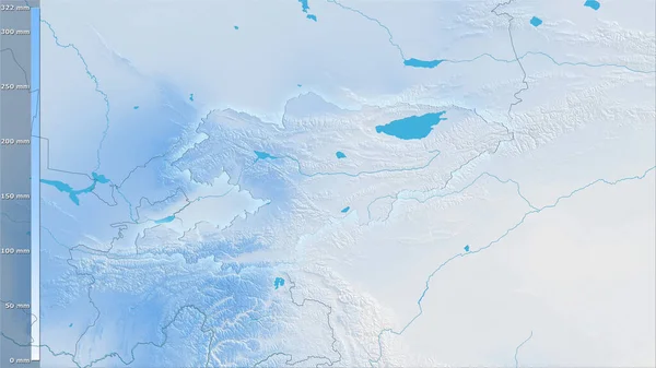 Precipitation Coldest Quarter Kyrgyzstan Area Stereographic Projection Legend Raw Composition — Stock Photo, Image