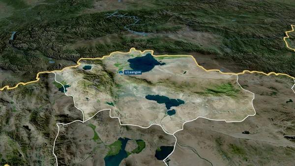 Uvs Província Mongólia Ampliou Destacou Com Capital Imagens Satélite Renderização — Fotografia de Stock