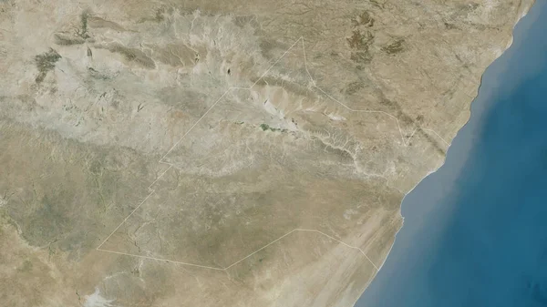 Nugaal Region Somalia Satellite Imagery Shape Outlined Its Country Area — Stock Photo, Image