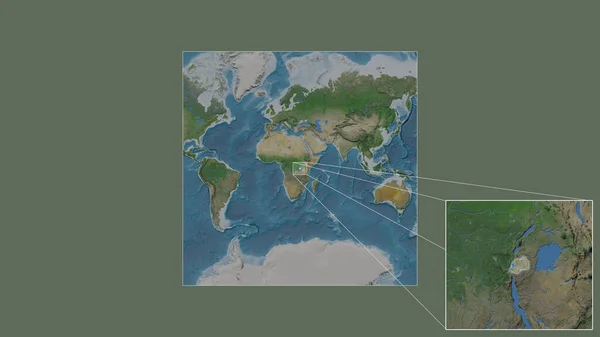 Área Ampliada Ampliada Ruanda Extraída Del Mapa Gran Escala Del — Foto de Stock