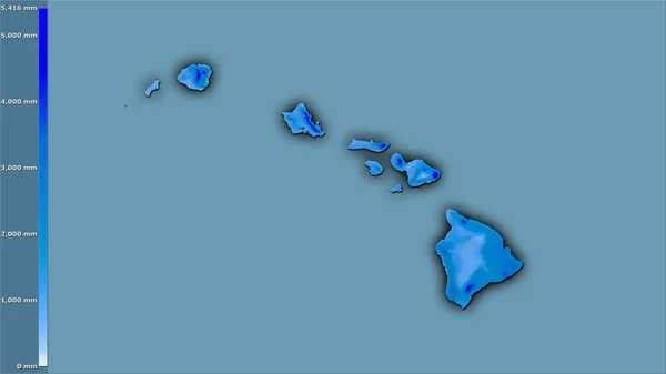 Jaarlijkse Neerslag Het Gebied Van Verenigde Staten Hawaii Stereografische Projectie — Stockfoto