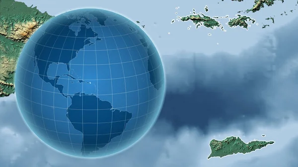 Wyspy Dziewicze Stanów Zjednoczonych Globus Kształcie Kraju Powiększoną Mapą Swoim — Zdjęcie stockowe