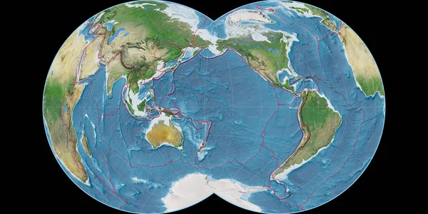 World Map Maurer Full Globular Projection Centered 170 West Longitude — Stock Photo, Image