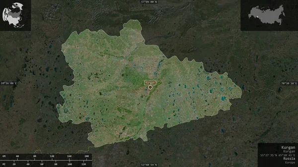 Kurgan Región Rusia Imágenes Satélite Forma Presentada Contra Área País — Foto de Stock
