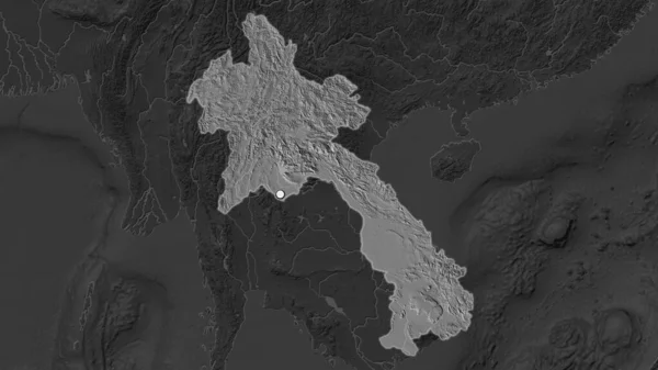 Zona Destacada Laos Con Punto Capital Mapa Desaturado Barrio Mapa — Foto de Stock