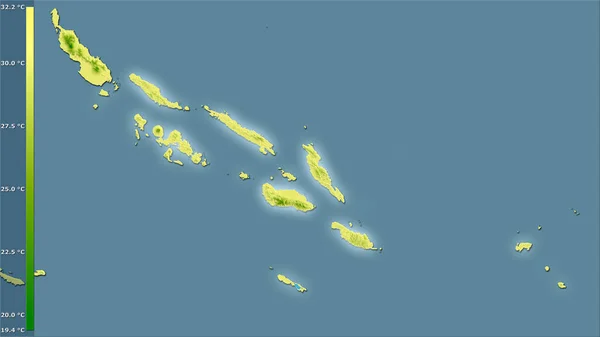 Efsanevi Stereografik Projeksiyonda Solomon Adaları Nın Sıcak Ayının Yüksek Sıcaklığı — Stok fotoğraf