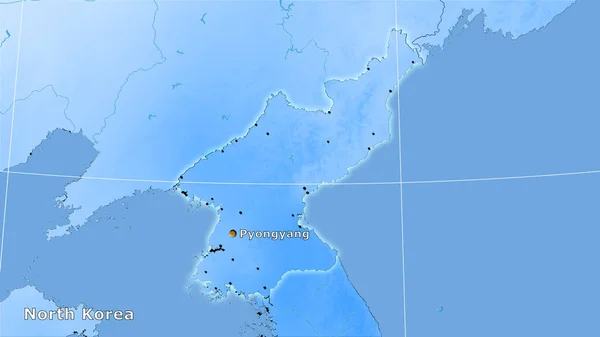 Nordkoreas Gebiet Auf Der Jährlichen Niederschlagskarte Der Stereographischen Projektion Hauptzusammensetzung — Stockfoto