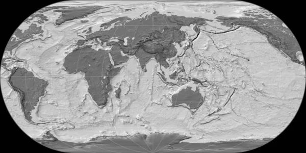 Mapa Del Mundo Proyección Oval Ortelius Centrado Longitud Este Mapa — Foto de Stock