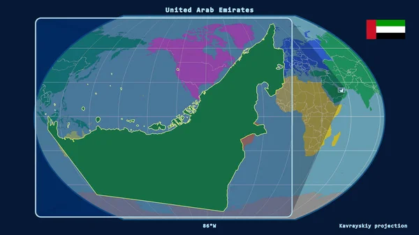 Vista Ampliada Del Contorno Los Emiratos Árabes Unidos Con Líneas —  Fotos de Stock