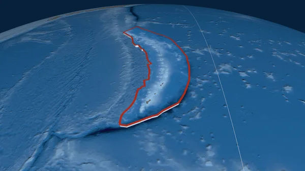 Mariana Placca Tettonica Estrusa Sul Globo Topografia Batimetria Mappa Elevazione — Foto Stock