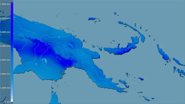 Precipitazioni Annuali Nell Area Della Papua Nuova Guinea Nella Proiezione — Foto Stock