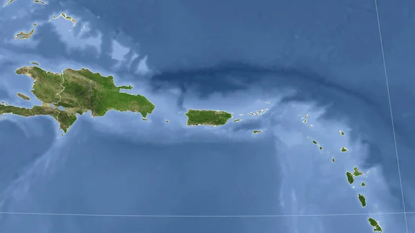 Puerto Rico Zijn Buurt Afstandelijk Schuin Perspectief Geen Contouren Satellietbeelden — Stockfoto