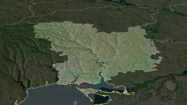 Mykolayiv Région Ukraine Zoomé Mis Évidence Imagerie Satellite Rendu — Photo