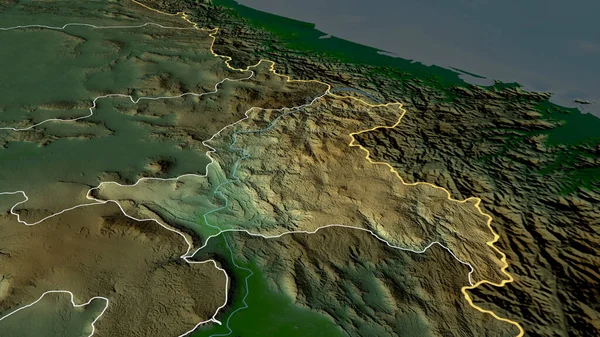 ラオスのXekong 州は拡大し 強調した 主な物理的な風景機能 3Dレンダリング — ストック写真