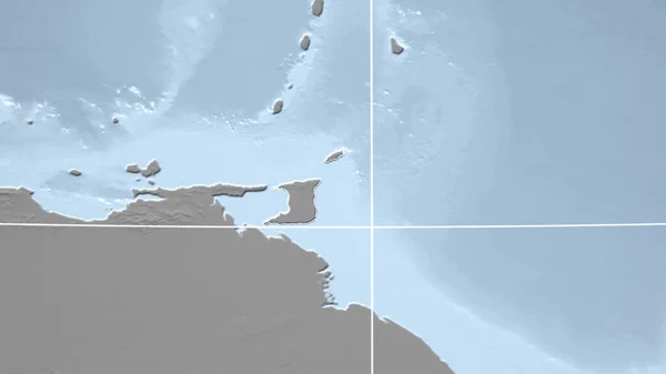 Trinidad Tobago Bairro Perspectiva Distante Com Contorno País Mapa Elevação — Fotografia de Stock