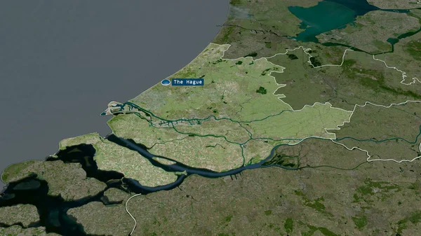 Zuid Holland Hollandia Tartomány Nagyított Kiemelte Tőke Műholdas Képek Renderelés — Stock Fotó
