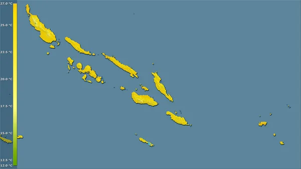 Temperatura Média Quarto Mais Frio Dentro Área Ilhas Salomão Projeção — Fotografia de Stock