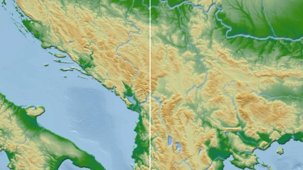 Kosovo Barrio Perspectiva Distante Sin Contorno Mapa Físico Color — Foto de Stock