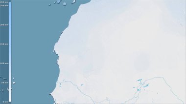 Efsanevi stereografik projeksiyonda Moritanya bölgesinin en soğuk çeyreğinin yağışı - raster tabakalarının ham bileşimi