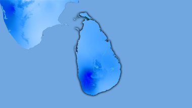 Stereografik projeksiyondaki yıllık yağış haritasında Sri Lanka alanı - koyu renkli çizgili raster tabakalarının ham bileşimi