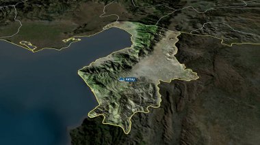 Hatay - Türkiye 'nin başkenti yakınlaştırıldı ve sermaye ile vurgulandı. Uydu görüntüleri. 3B görüntüleme