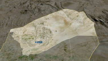 Agadez - Nijer Departmanı büyümüş ve sermaye ile vurgulanmış. Uydu görüntüleri. 3B görüntüleme