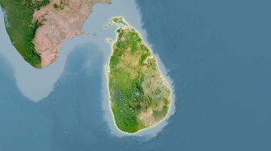 Stereografik projeksiyondaki C uydusu haritasında Sri Lanka alanı - ışık saçan ana hatlı raster tabakalarının ham bileşimi