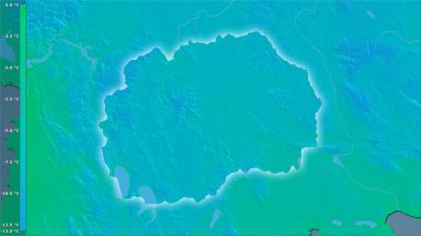 Makedonya 'nın stereografik projeksiyonunda en soğuk ayın en düşük sıcaklığı - ışık saçan ana hatlı raster tabakalarının ham bileşimi