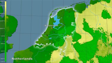 Efsanevi stereografik projeksiyonda Hollanda bölgesinin ortalama sıcaklığı - ana bileşim