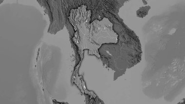 Stereografik projeksiyondaki bilek yüksekliği haritasında Tayland bölgesi - koyu parlak çizgili raster tabakalarının ham bileşimi