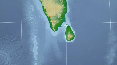 Sri Lanka. Mahalle - ülkenin dış hatlarıyla uzak perspektif. renk fiziksel haritası
