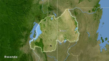 Rwanda alanı stereografik projeksiyondaki B uydusu haritasında - ana kompozisyon