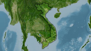 Stereografik projeksiyondaki B uydusundaki Vietnam bölgesi. Koyu renkli çizgili raster tabakalarının ham bileşimi.
