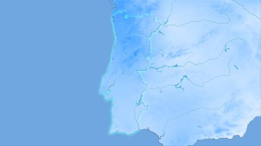 Stereografik projeksiyondaki yıllık yağış haritasında Portekiz bölgesi - ışık saçan ana hatlı raster tabakalarının ham bileşimi