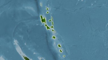 B uydusundaki Vanuatu alanı stereografik projeksiyondaki B haritası - ışık saçan ana hatlı raster tabakalarının ham bileşimi