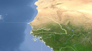 Senegal ve mahallesi. Uzak eğimli perspektif - şekil çizilmiş. uydu resimleri