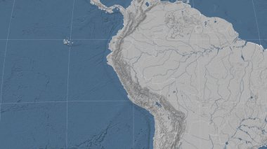 Peru ve mahallesi. Uzak eğimli perspektif - özet yok. Gri tonlama yükseklik haritası