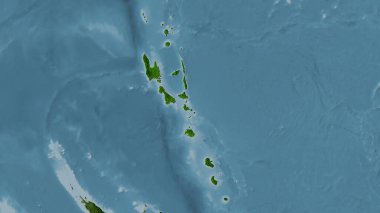 B uydusundaki Vanuatu alanı stereografik projeksiyonda - raster katmanlarının ham bileşimi
