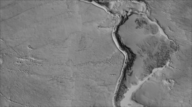 Van der Grinten I projeksiyonundaki (eğik dönüşüm) gri tonlu haritada Nazca tektonik plakasının komşuları. Ham bileşik - ana hatları yok