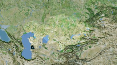 Uydu D haritasında Kazakistan bölgesi stereografik projeksiyonda - raster katmanlarının ham bileşimi