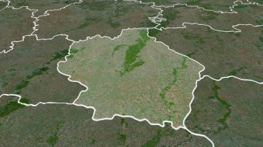 Tambov - region of Russia zoomed and highlighted. Satellite imagery. 3D rendering clipart