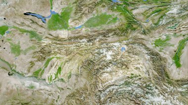 Uyduda Tacikistan bölgesi stereografik projeksiyonda bir harita - raster katmanlarının ham bileşimi