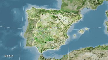 Stereografik projeksiyondaki D uydusu üzerinde İspanya alanı - ana bileşim
